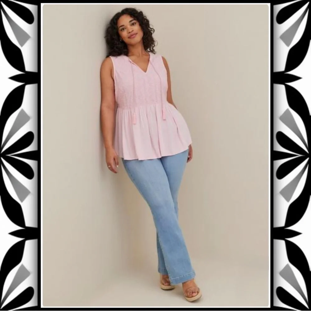 TORRID Rayon Slub Embroidered Tie Front Tank #Tslub-484r - Picture 3 of 8